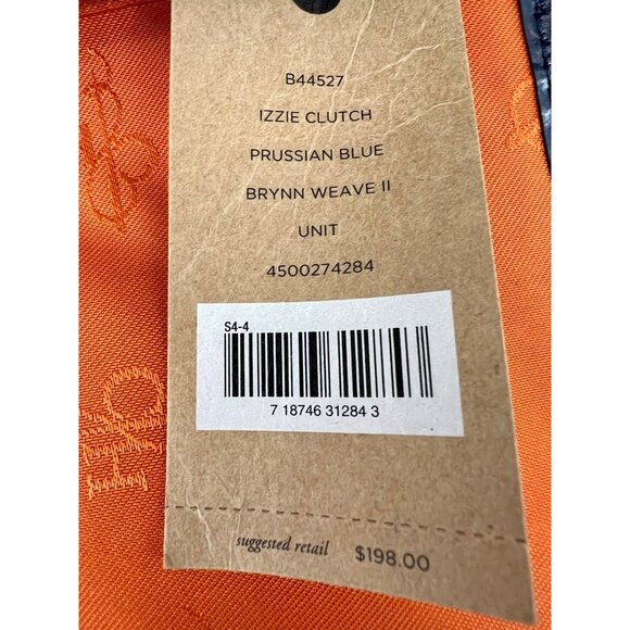 Cole Haan Izzie Clutch Prussian Blue Woven Leather Brynn Weave II NWT - Picture 10 of 10